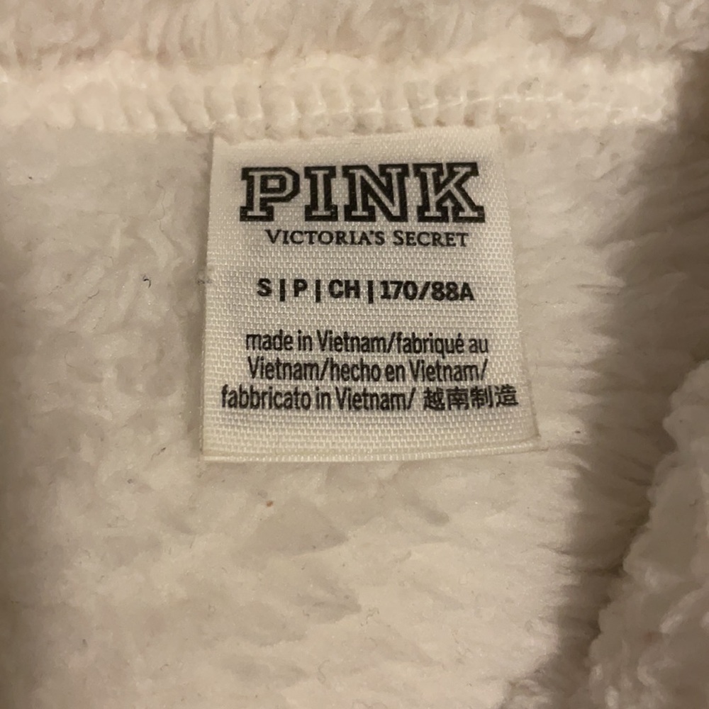 VS PINK WHITE TEDDY SHERPA FULL ZIP JACKET - Picture 5 of 7